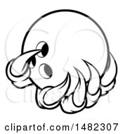 Clipart Of Black And White Monster Or Eagle Claws Holding A Bowling Ball Royalty Free Vector Illustration