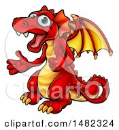 Poster, Art Print Of Cartoon Red Dragon Giving Two Thumbs Up
