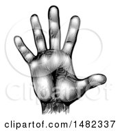 Clipart Of A Woodcut Black And White Hand Royalty Free Vector Illustration