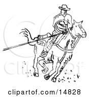 Roper Cowboy On A Horse Using A Lasso To Catch A Cow Or Horse