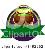 Clipart Of A Halloween Witch Cauldron Label Or Logo Royalty Free Vector Illustration