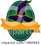 Clipart Of A Halloween Witch Hat Label Or Logo Royalty Free Vector Illustration