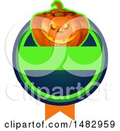Clipart Of A Halloween Jackolantern Logo Or Label Design Royalty Free Vector Illustration by Vector Tradition SM