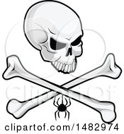 Clipart Of A Skull And Crossbones With A Spider Royalty Free Vector Illustration