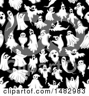 Clipart Of A Halloween Seamless Ghost Background Royalty Free Vector Illustration