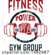 Poster, Art Print Of Hand Holding A Dumbbell In A Circle With Fitness Power Gym Group Text