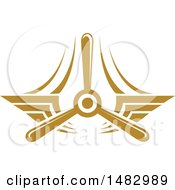 Clipart Of A Tan Airplane Propeller And Wings Design Royalty Free Vector Illustration