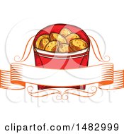 Clipart Of A Sketched Carton Of Chicken Or Potato Nuggets Royalty Free Vector Illustration