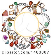 Poster, Art Print Of Sketched Gems And Jewelry Design With A Frame