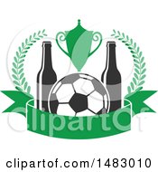 Clipart Of A Soccer Ball Trophy And Beer Bottle Design Royalty Free Vector Illustration