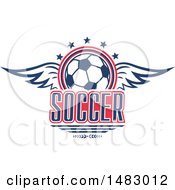 Poster, Art Print Of Winged Soccer Ball Design