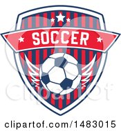 Clipart Of A Soccer Ball And Shield Design Royalty Free Vector Illustration