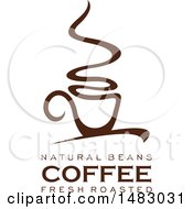 Clipart Of A Brown Steamy Coffee Cup And Text Royalty Free Vector Illustration