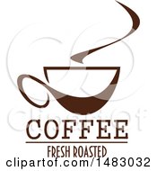 Poster, Art Print Of Brown Steamy Coffee Cup And Text