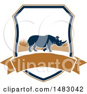 Clipart Of A Rhino Hunting Shield Royalty Free Vector Illustration
