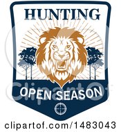 Poster, Art Print Of Roaring Male Lion Hunting Open Season Shield