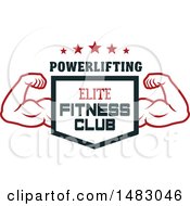 Poster, Art Print Of Bodybuilders Arms Flexing Around A Shield With Elite Fitness Club Text