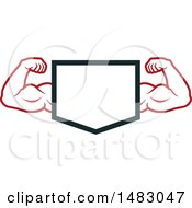 Poster, Art Print Of Bodybuilders Arms Flexing Around A Shield