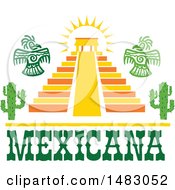 Poster, Art Print Of Pyramid With Aztec Eagles Cactus Plants And Mexicana Text