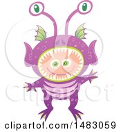 Clipart Of A Boy In An Alien Halloween Costume Royalty Free Vector Illustration by Zooco