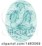 Poster, Art Print Of Sketched Buddha In A Lotus Pose