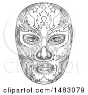Luchador Mask In Sketched Tattoo Style