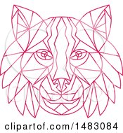 Poster, Art Print Of Pink Line Art Bobcat Lynx Head