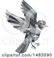 Poster, Art Print Of Flying Sparrow Bird In Low Poly Style