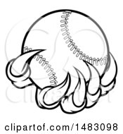 Poster, Art Print Of Black And White Monster Or Eagle Claws Holding A Baseball