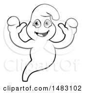 Clipart Of A Black And White Ghost Royalty Free Vector Illustration