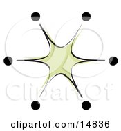 Green Starburst With Black Tips Clipart Illustration