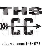 Clipart Of A THS CC Cross Country Running Arrow Design In Black And White Royalty Free Vector Illustration