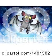 Poster, Art Print Of Flying Vampire Bat Over A Full Moon