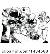 Clipart Of A Paramedics Team Tending To A Patient Royalty Free Vector Illustration