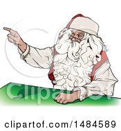 Poster, Art Print Of Christmas Santa Claus Sitting At A Table And Pointing