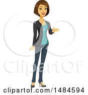 Clipart Of A Happy Business Woman Talking And Gesturing Royalty Free Illustration