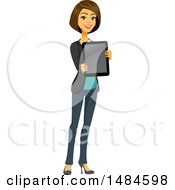 Poster, Art Print Of Happy Business Woman Holding Out A Tablet Computer