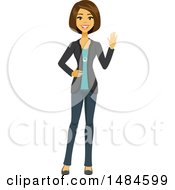 Poster, Art Print Of Happy Friendly Business Woman Waving