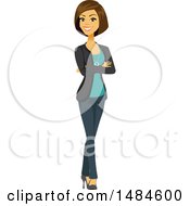 Clipart Of A Happy Business Woman With Folded Arms Royalty Free Illustration