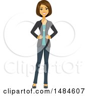 Clipart Of A Happy Business Woman With Her Hands On Her Hips Royalty Free Illustration