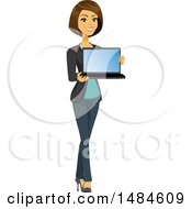 Poster, Art Print Of Happy Business Woman Holding A Laptop With A Blank Screen