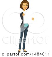 Happy Business Woman Holding A Blank Board by Amanda Kate