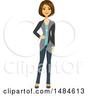 Clipart Of A Happy Business Woman With A Hand On Her Hip Royalty Free Illustration