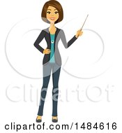 Clipart Of A Happy Business Woman Holding A Pointer Stick Royalty Free Illustration