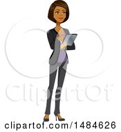 Clipart Of A Happy Business Woman Using A Tablet Computer Royalty Free Illustration
