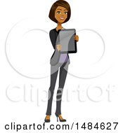 Clipart Of A Happy Business Woman Holding Out A Tablet Computer Royalty Free Illustration