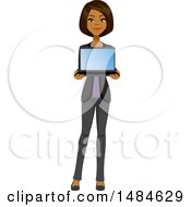 Happy Business Woman Holding A Laptop Computer