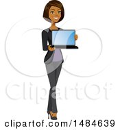 Clipart Of A Happy Business Woman Holding A Laptop With A Blank Screen Royalty Free Illustration