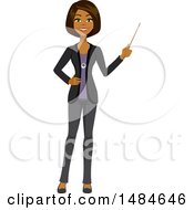 Clipart Of A Happy Business Woman Holding A Pointer Stick Royalty Free Illustration