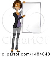 Clipart Of A Happy Business Woman Writing On A Presentation Board Royalty Free Illustration